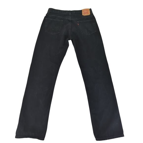 Levi's 505 Regular Straight Leg Pants Black Wash Jeans Men's W36 L36 Rigid Denim - Picture 2 of 9